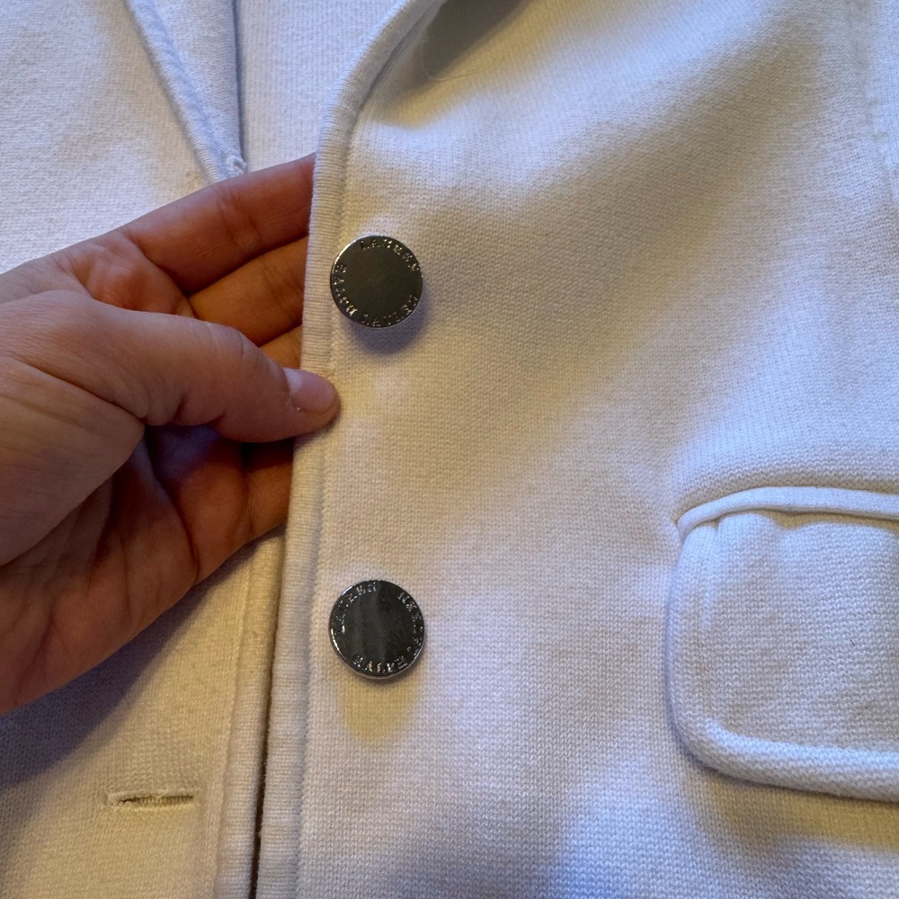 Vintage Lauren Ralph Lauren Women’s Winter Ivory Cotton Knit Blazer - Picture 6 of 10